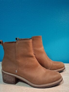 Toms Marina Chestnut Brown Leather Ankle Booties